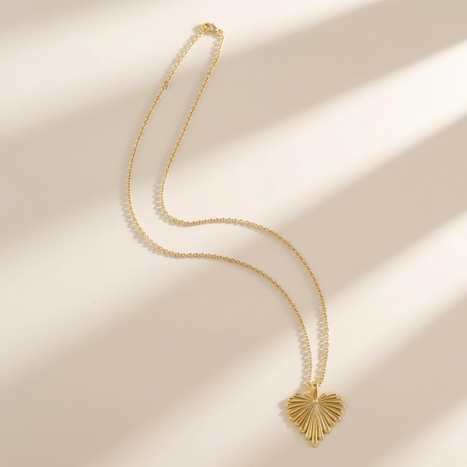 Palm Leaf & Full-Heart Pendant Necklace for Women 18K Gold Plated 5A+ CZ 28.5 Inch Adjustable Statement Jewelry Gift - Image 6