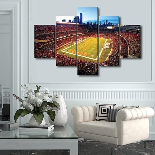 Vista 187 de Cuadros de estadios deportivos de fútbol americano de Minnesota, cuadros de vikingos, 5 paneles, lienzo para pared, arte de pared del estadio