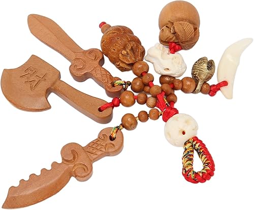 Miniatura 8 de TOPINCN Amuleto de espada de madera de durazno para hacha para proteger a los espíritus malignos, cuchillo con colgante de madera de durazno,