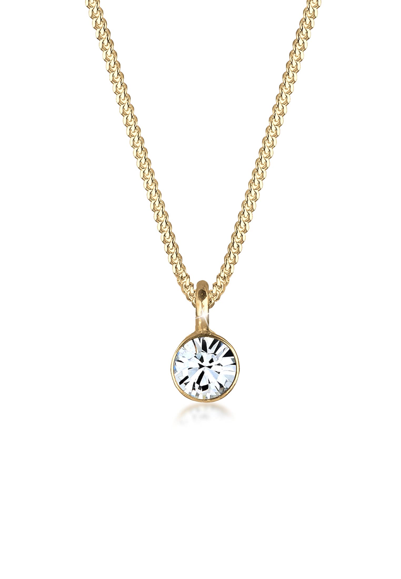 Elli Necklace Solitaire Crystal 925 Sterling Silver Gold Plated