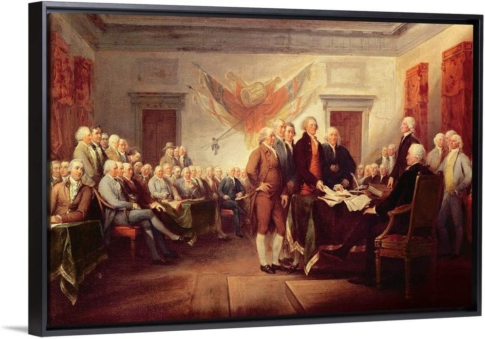 CANVAS ON DEMAND Signing the Declaration of Independence, 4Th July 1776, C,1817 Black Float Framed Canvas Wall Art Print by John (1756-1843) Trumbull, Home Decor, Artwork,36" x24in