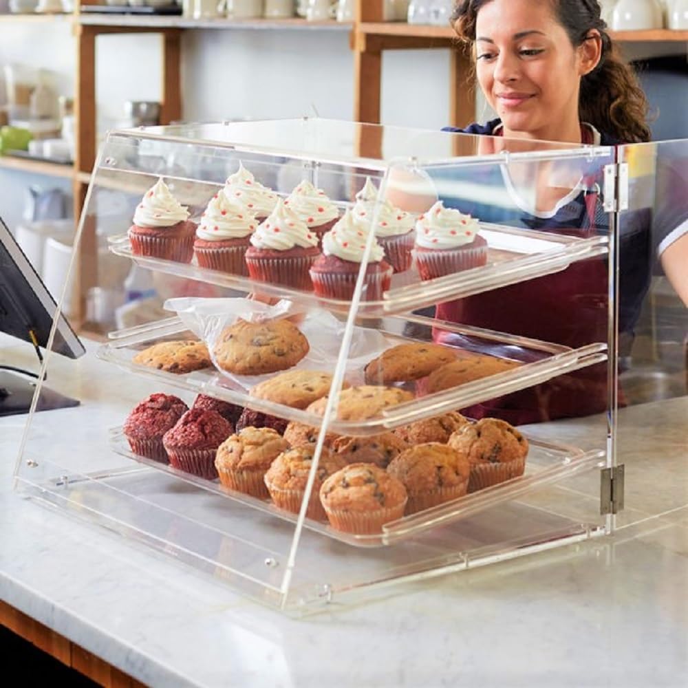 TrueCraftware- 3 Tray Acrylic Countertop Pastry Display Case with Rear Doors 21