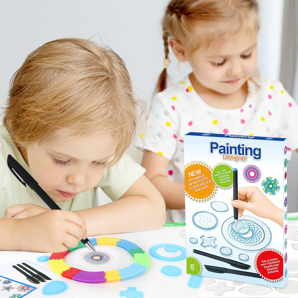 YANGUN Spirograph, 45 pcs Spirograph Deluxe, Spirographe Enfant, Mandala Designer, pour Enfants et Adultes