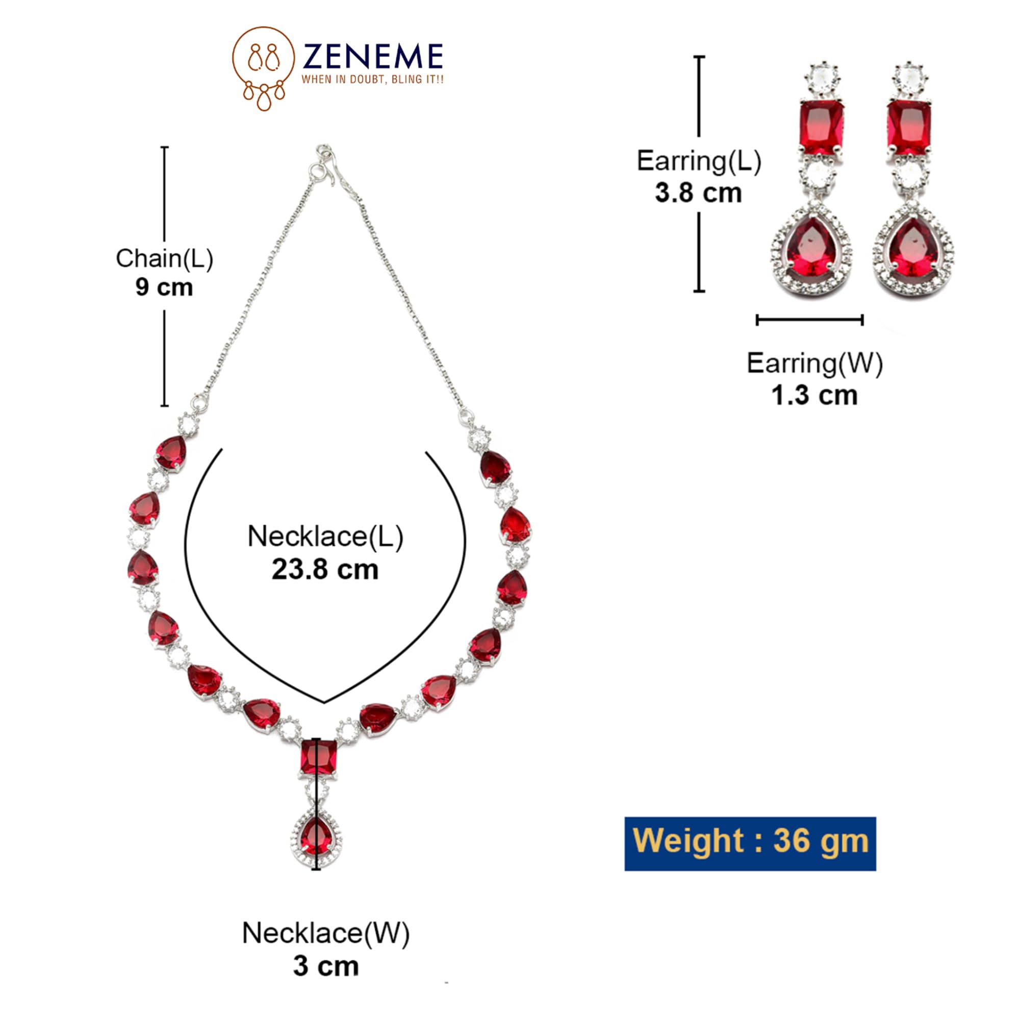 Rhodium-Plated Diamond Fashion Necklace Set