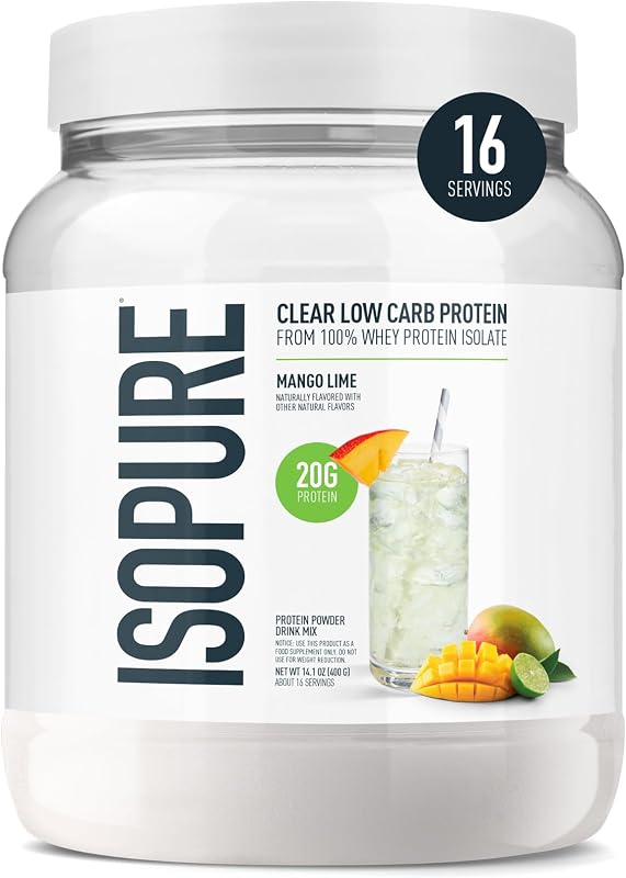 Isopure Clear Whey Isolate Protein Powder, Mango Lime, 14 Serving
