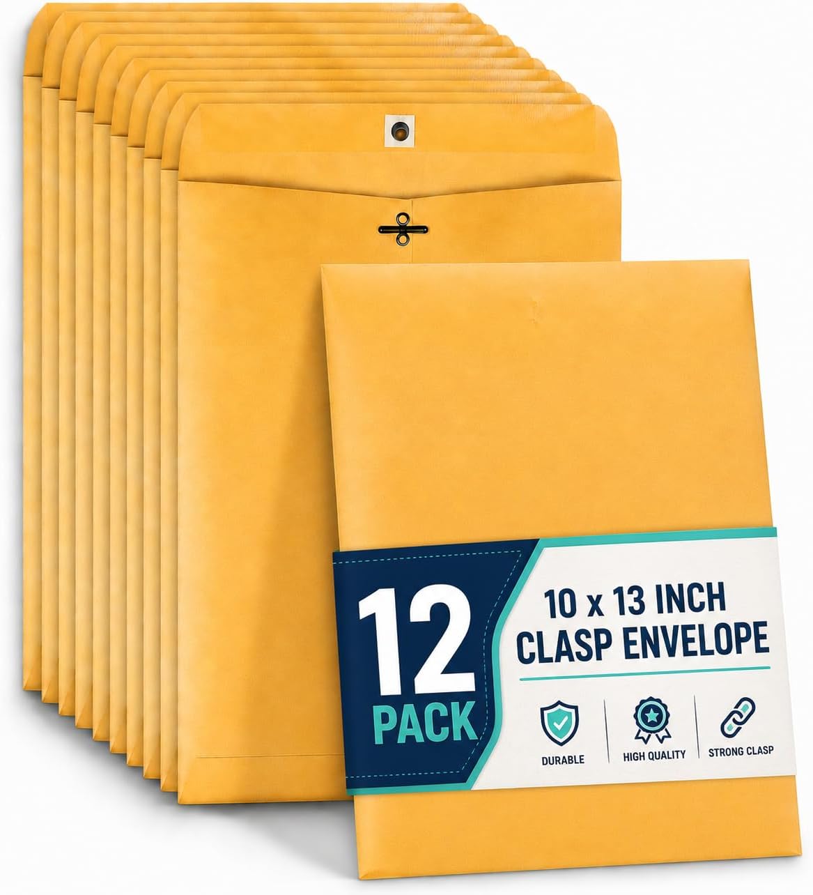 1InTheOffice Clasp Envelopes 10x13, Large Mailing Envelopes, Catalog Envelopes, Clasp Closure & Gummed Seal, Brown, 12 Pack