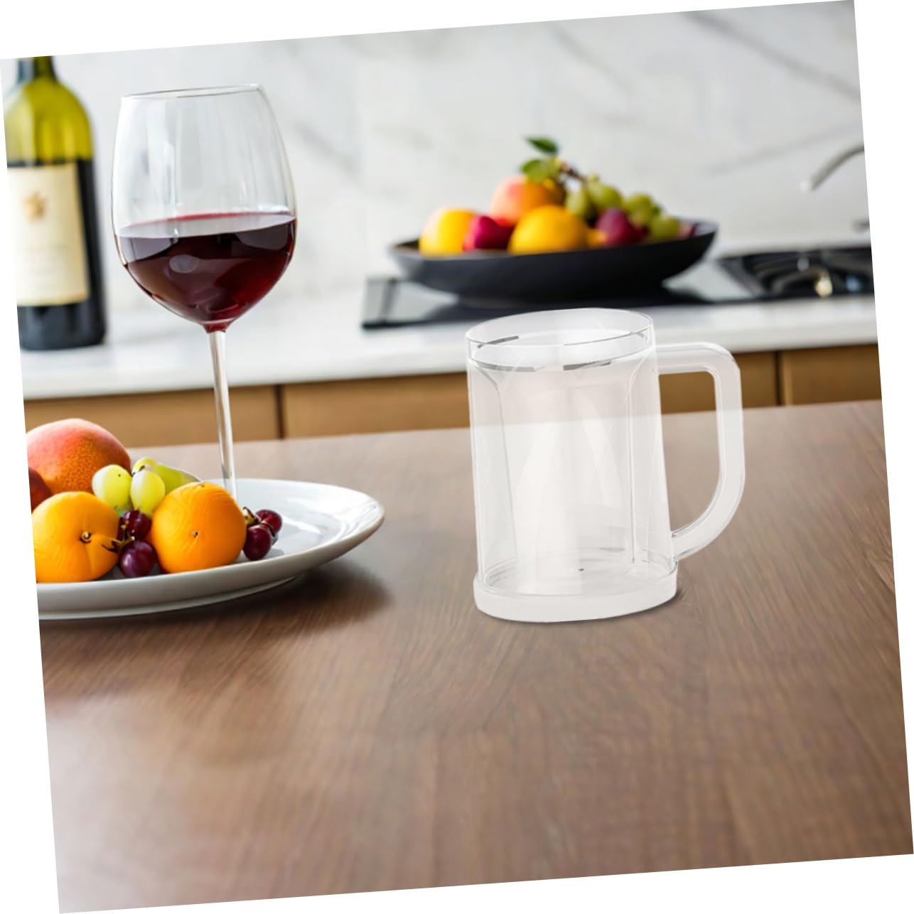 Mikinona 2 Stück Doppeltwandige Eisbecher aus Bpa-freiem Material Wiederverwendbare Gefrierbecher mit Ergonomischem Griff Klar Isoliert für Bier Tee Kalte Getränke für Sommer und Partys