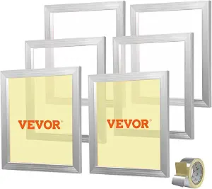 VEVOR Screen Printing Kit, 6 Pieces Aluminum Silk Screen Printing Frames, 18x20 inch with 160 Mesh, High Tension Nylon Mesh and Sealing Tape for DIY T-Shirt Printing