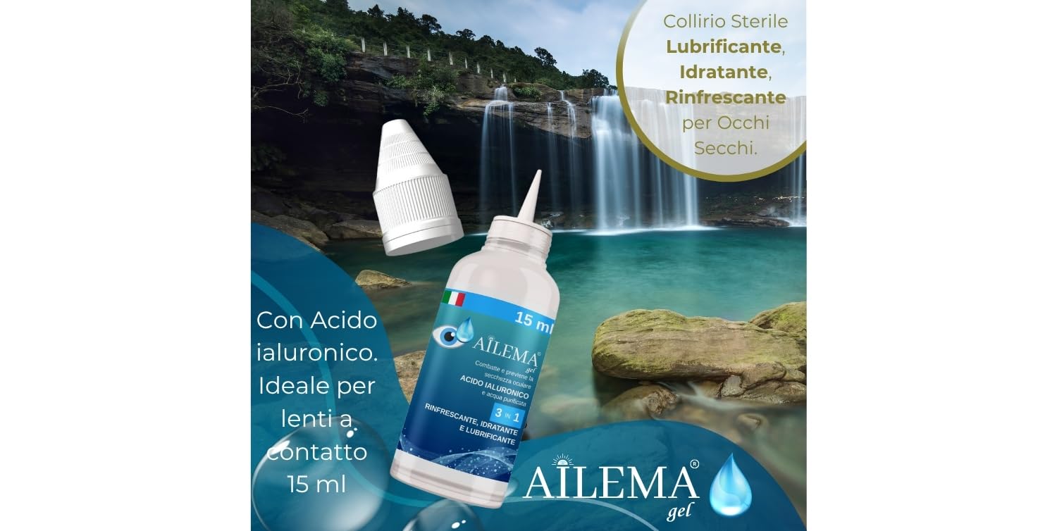 Collirio Umettante con Acido Ialuronico Maxi Formato 15 ml | 3 in 1: Lubrificante, Rinfrescante e Drenante | Sollievo Immediato per Occhi Secchi e Irritati | Uso Quotidiano |Effetto Immediato