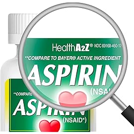 HealthA2Z Aspirin 81 mg | Low Strength | Enteric Coated | Pain Relief | Reduces Minor Aches Muscle Pain & Cramps | Fever Reducer | Reduces Headache (300 Counts)