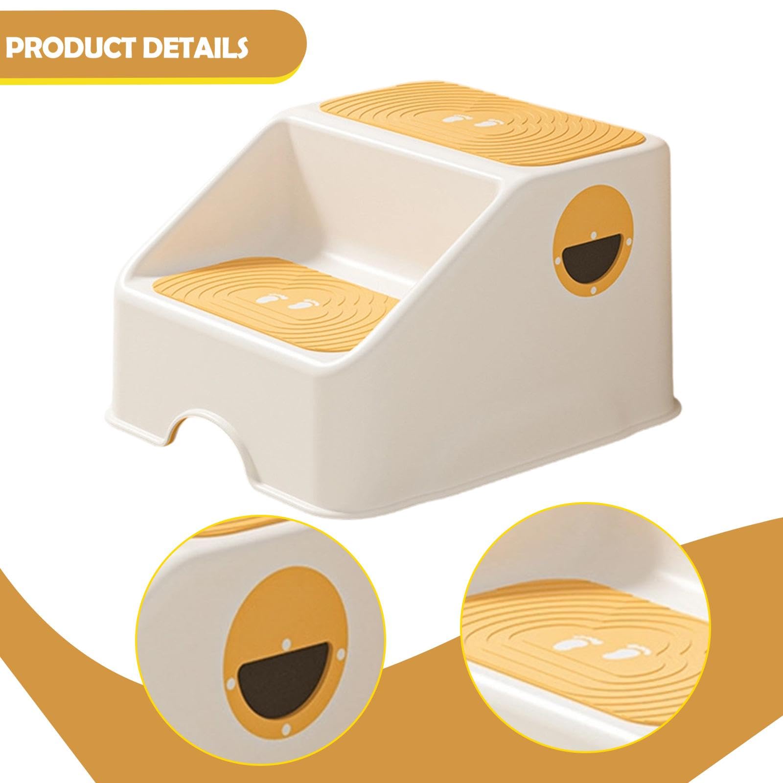 Sgabello Antiscivolo per Bambini a Doppio Gradino, Panca Da Bagno per Bambini, Sgabello per WC, Panca per Bambini, Superficie Antiscivolo E Resistente, Giallo, Taglia unica bambino