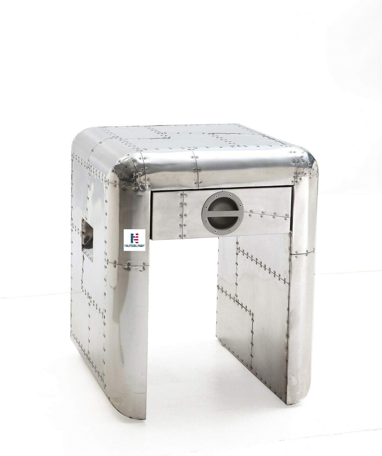 Nautical-Mart Aviator | Industrial Side Table END Table Aluminium Furniture (Black)