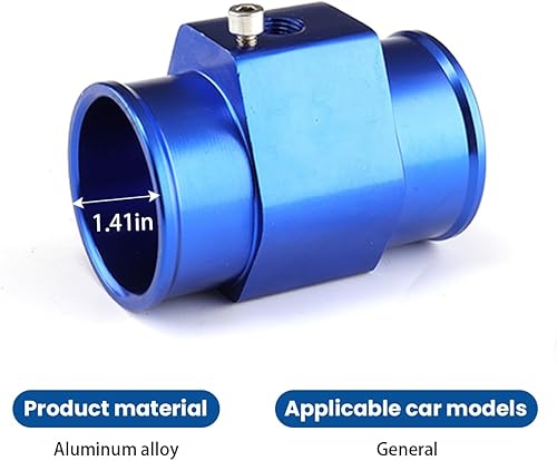 Miniatura 2 de zipelo Tubo de junta de temperatura del agua, adaptador de sensor de temperatura del agua de aleación de aluminio para automóvil, 1.102-1.575 in,