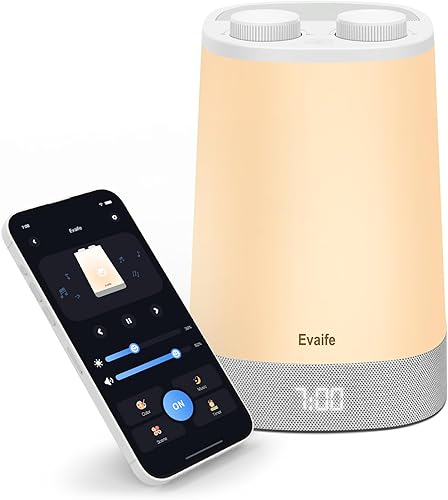 Evaife Máquina de sonido para bebés máquina de ruido blanco con luz nocturna entrenador de sueño para niños pequeños con 17 sonidos relajantes