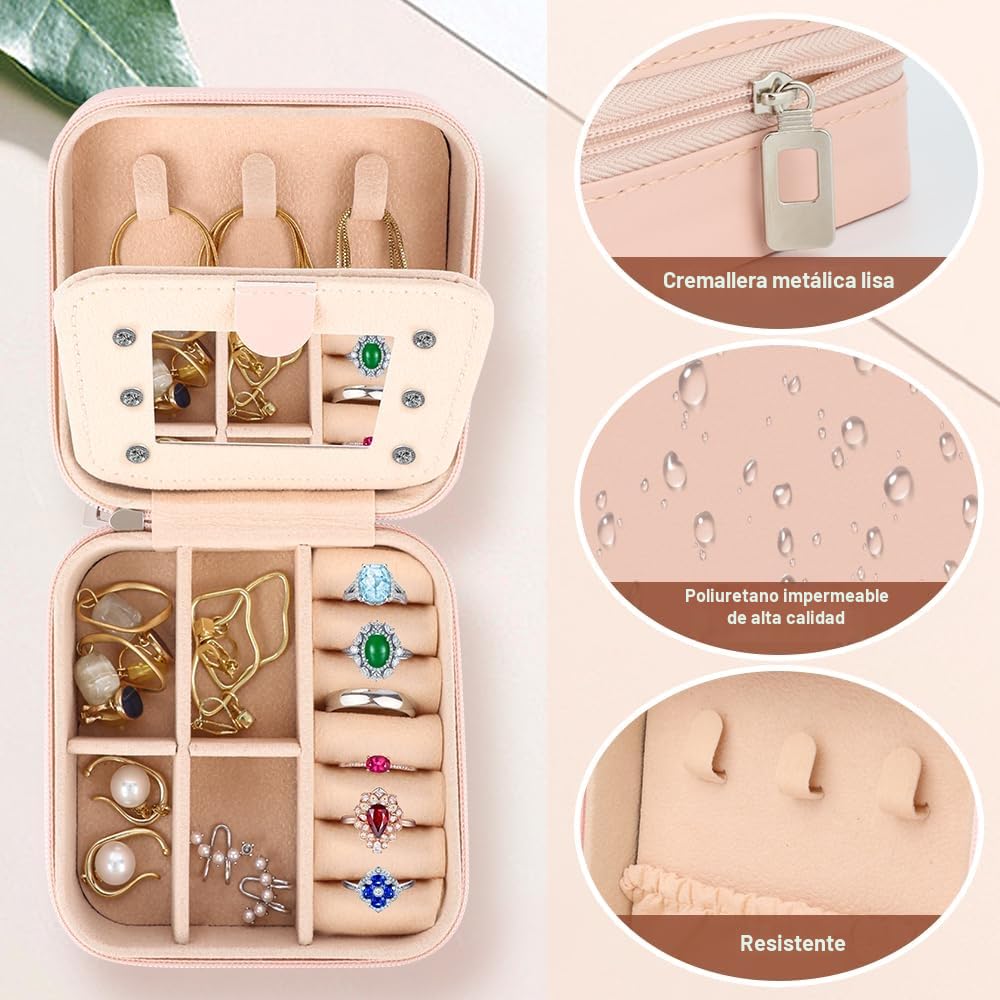 Joyero de Viaje con Monograma y Espejo, Regalo para Mujer