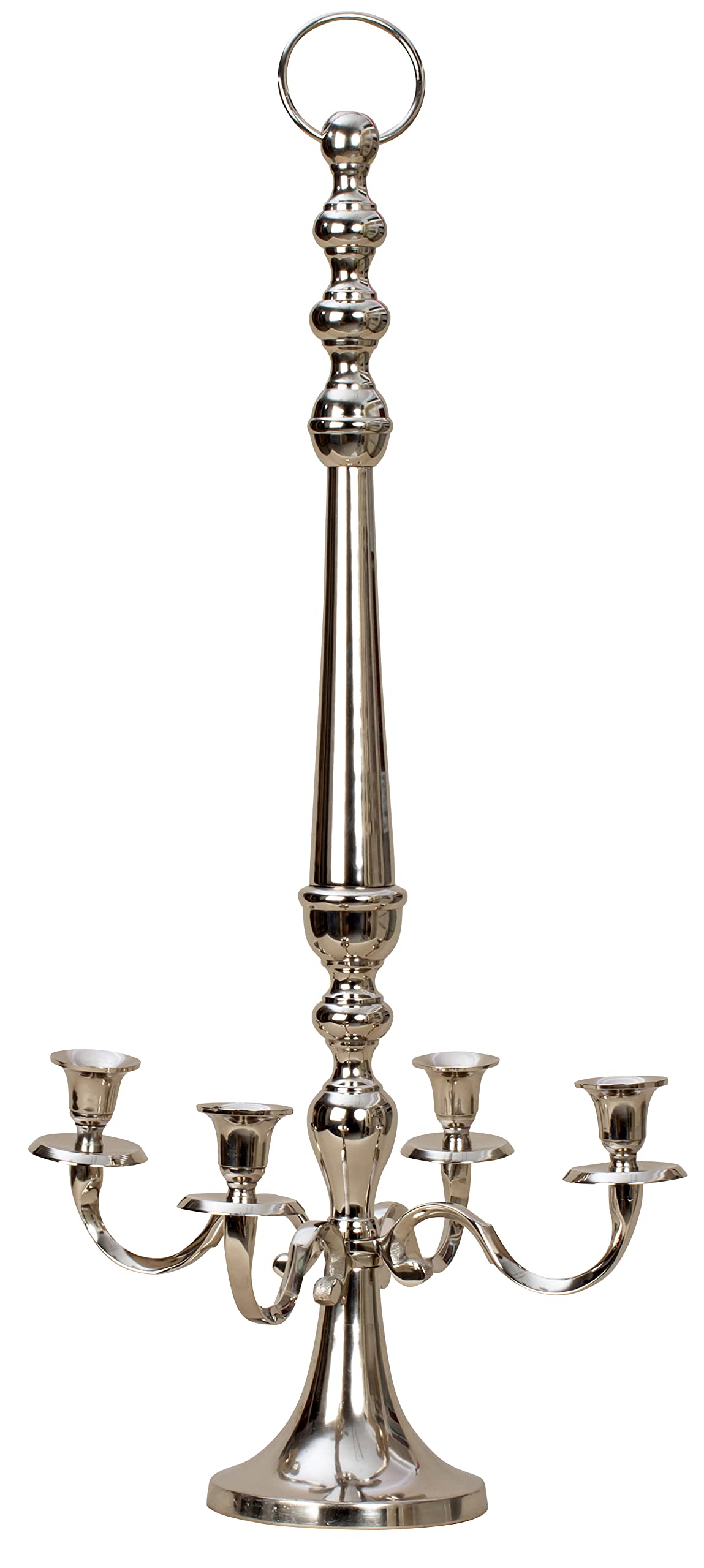 Kerzenständer 4-armig Kerzenleuchter Kandelaber zum Stellen und hängen aus Metall Silber Höhe 80 cm