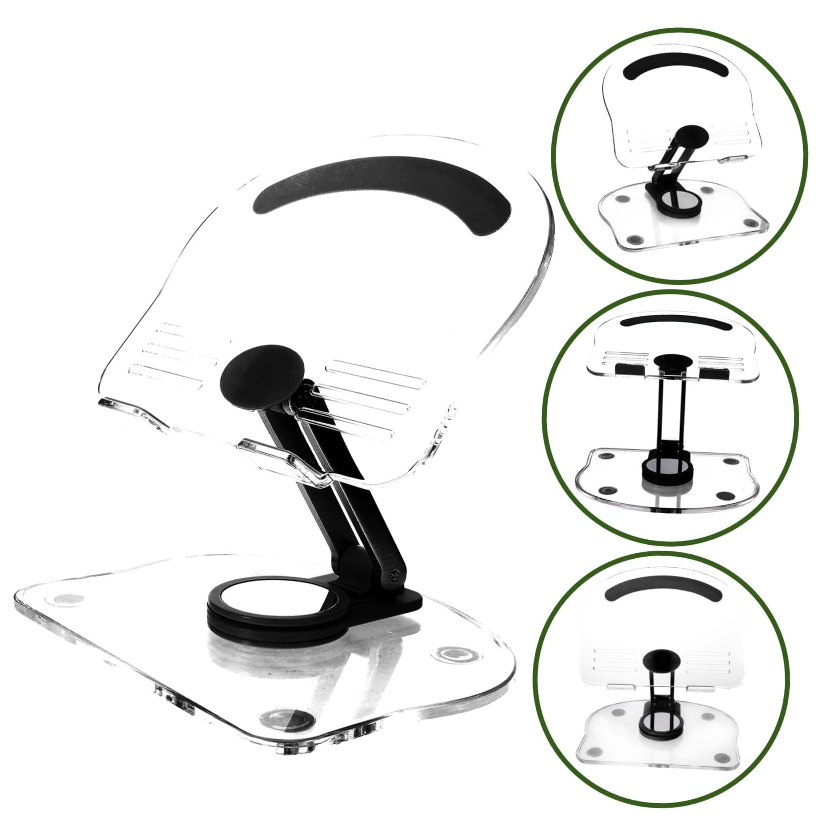SEWACC Soporte para Tableta de Escritorio Acrílico Plegable y Giratorio Antideslizante para Oficina y Hogar Color Negro