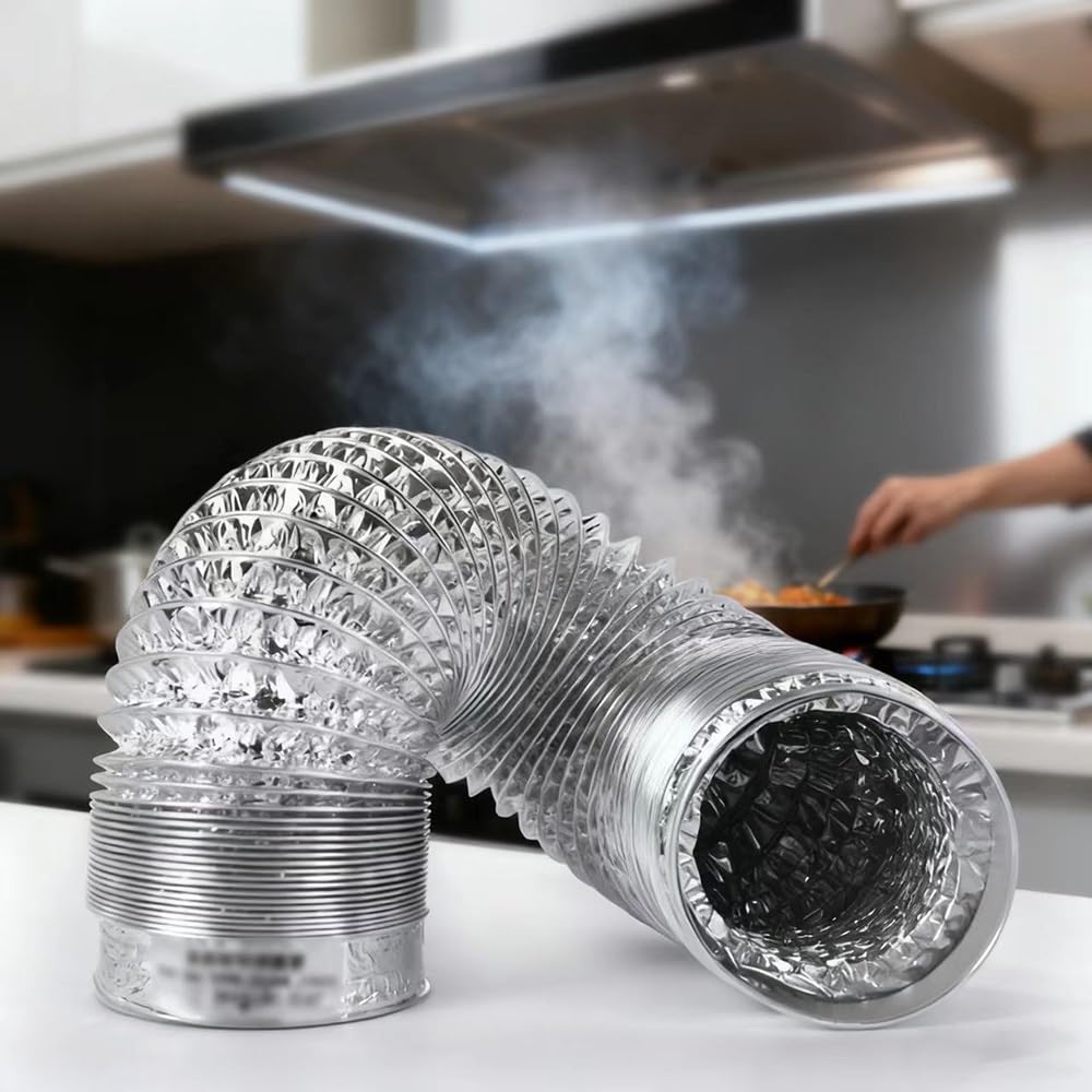 Elastyczny wąż odpowietrzający suszarki z folii aluminiowej – 4 m, odporny na ciepło, izolowany kanał do okapu kuchennego, dmuchawy HVAC, przepływ powietrza i trwałość
