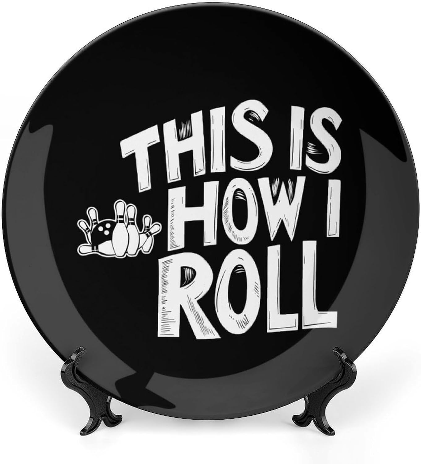 Bowling This Is How I Roll Decorative Plates for Display Ceramic Plate Tray with Stand Hanger Home Decor