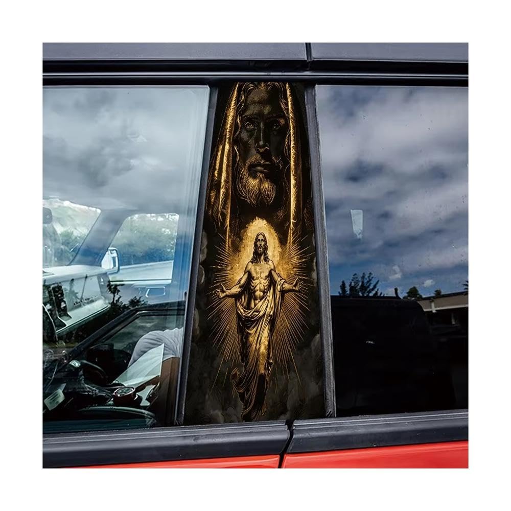 Bertdcx One Color Jesus Christ Glossy Protective Polyethylene Film Door Pillar Window Trim Anti Scratch Sticker Auto Parts