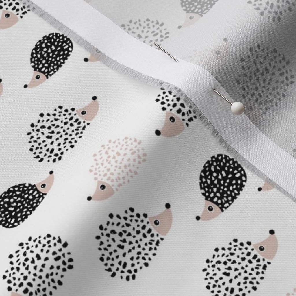 Spoonflower Fabric - Scandinavian Sweet Hedgehog Illustration Kids Gender Neutral Black Printed on Organic Cotton Sateen Fabric by The Yard - Sewing Quilting Apparel Home Decor