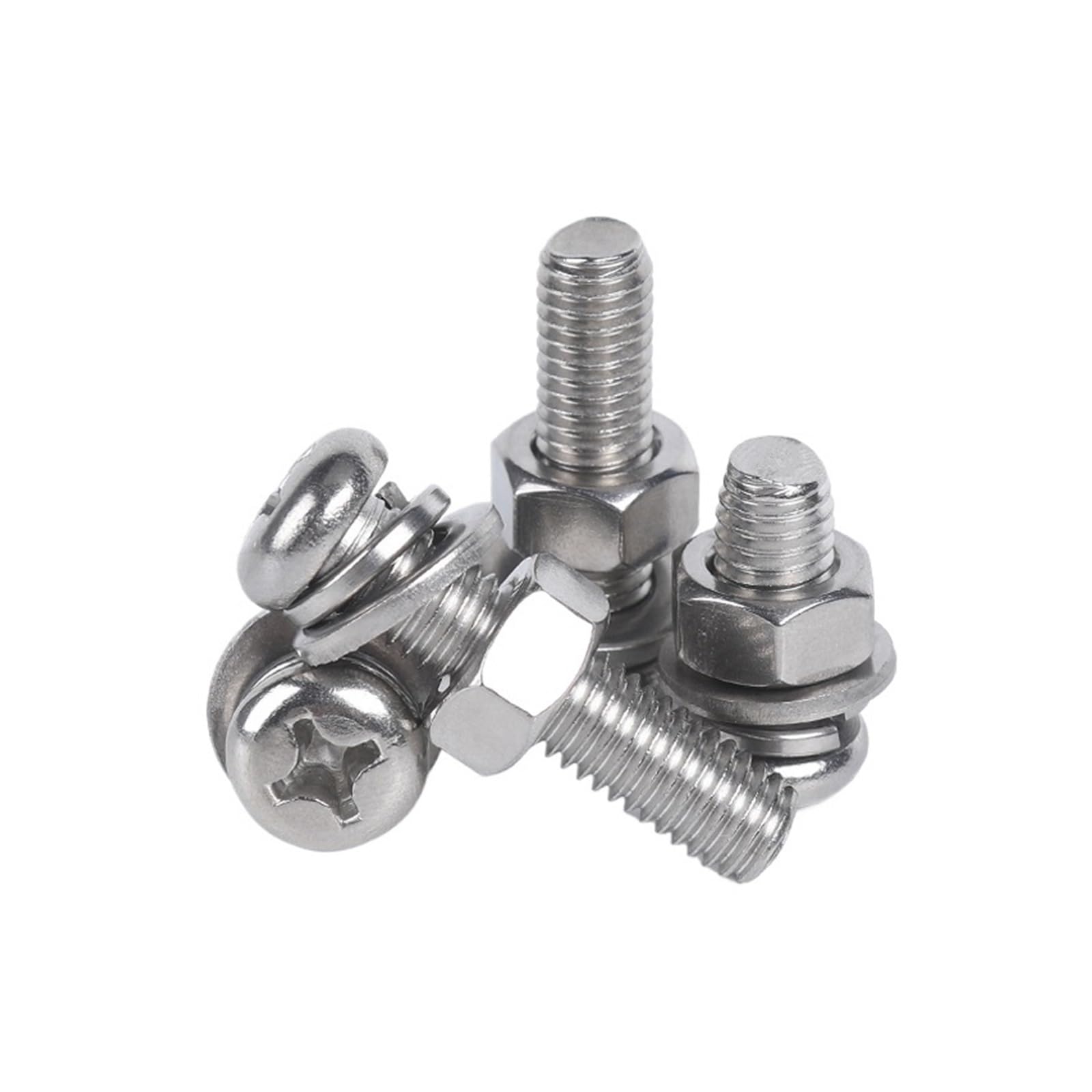Viti, dadi e bulloni, bulloni 20/10 set M3 M4 M5 M6 in acciaio inossidabile 304 viti a testa cilindrica a croce viti viti bulloni con rondella dado (colore: 8 mm, dimensioni: M5 10 set) (colore