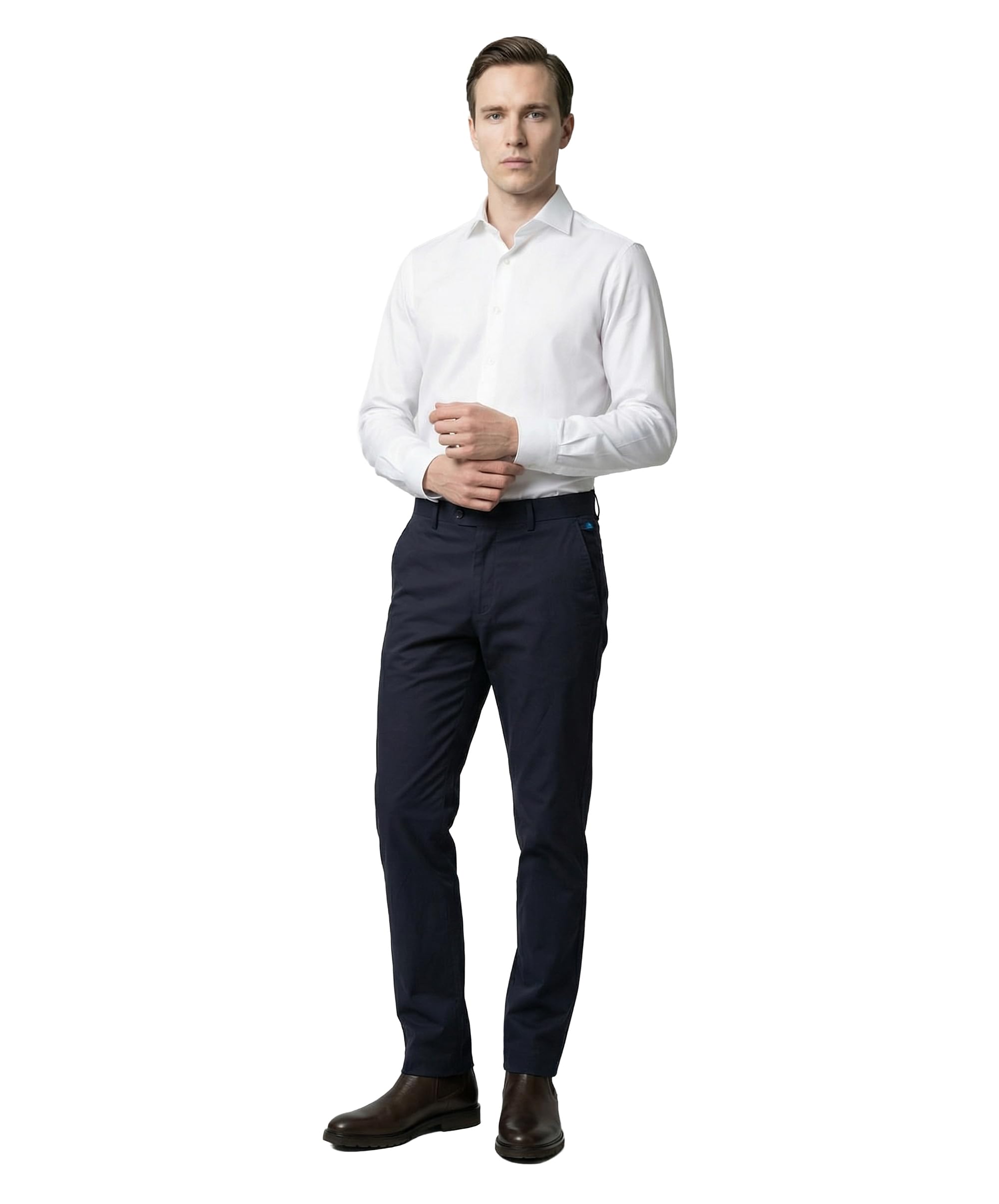 SIRRI Pantalones chinos de algodón para hombre, tela elástica, ajuste regular, Smart Business Chinos