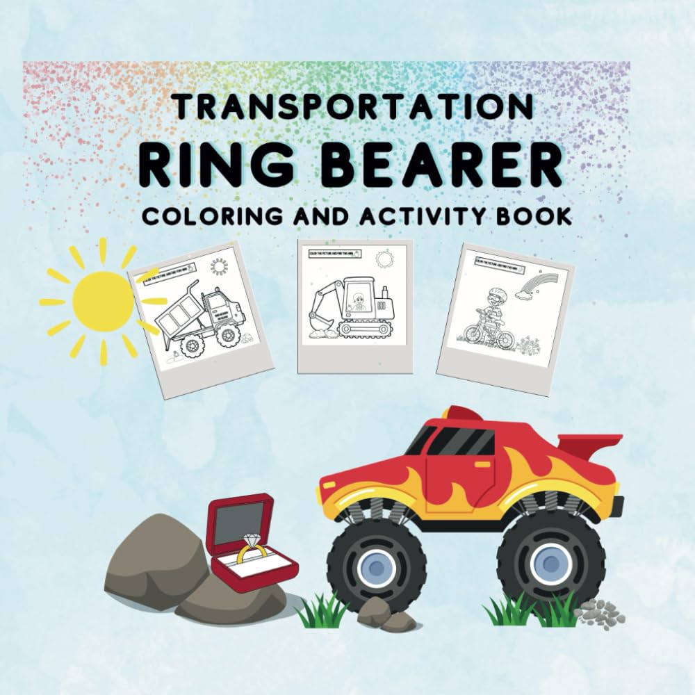 Ring Bearer Coloring and Activity Book: Wedding coloring and activity book for boys: Transportation Themed Ring Bearer Coloring and Activity Book Children Ages 3-12