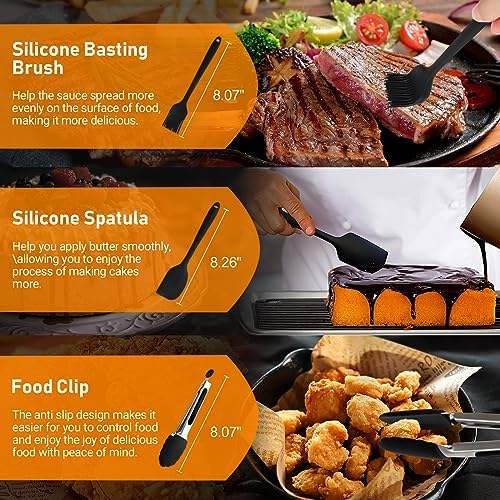Air Fryer Accessories, Set of 10 for Ninja Air Fryer AF300UK AF400UK AF451UK /Tower T17088/Salter/Devology,Including Reusable Silicone Air Fryer Liner&Air Fryer Rack&Bread Pan&Mini Cake Mold (Black)