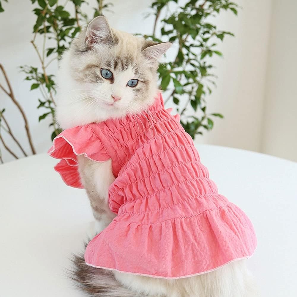 Dog Costumes Solid Princess Dog Cat Dress Skirt Pet Puppy Shirt Spring/Summer Clothes Outfit(Pink,Small)