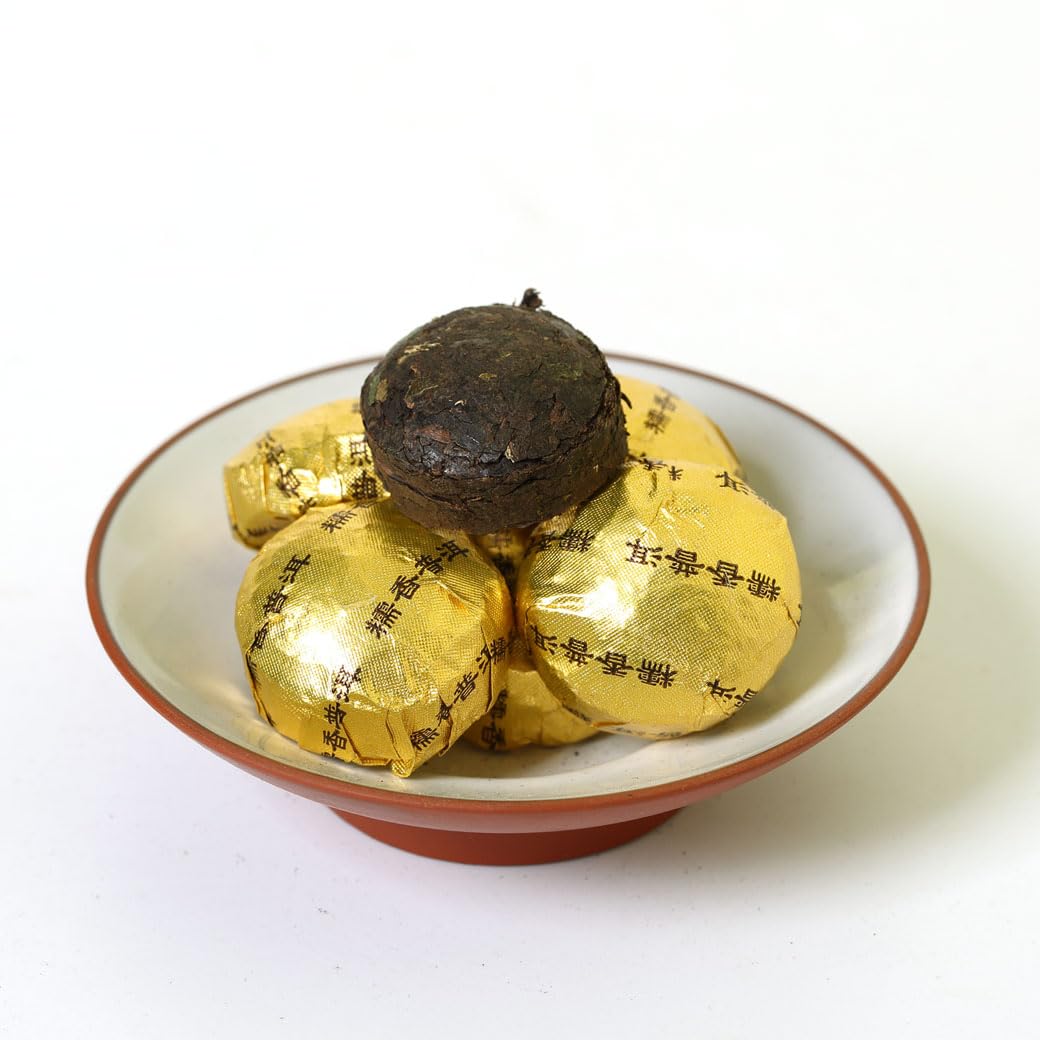 GOARTEA Puerh Tea - Ripe Thé Pu erh Cake 80Pcs / 12.7oz 2015 Year Sticky Glutinous Rice Flavor -Yunnan Pu erh Puer Pu'er- Chinois Tea - Mini Puerh Tuocha
