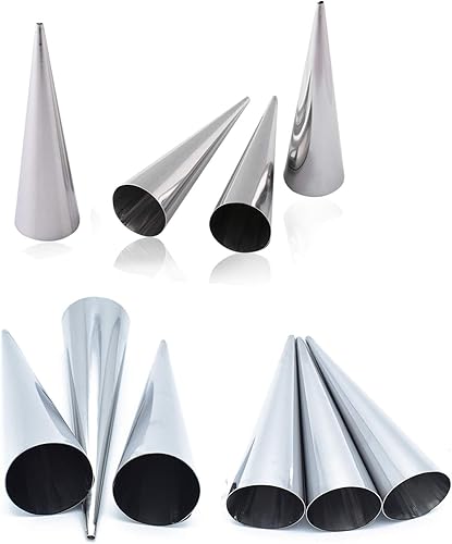 10Pcs Croissant Molds Cream Horns Pastry Roll Moulds Stainless Steel, DIY Spiral Baking Tools by NUOMI