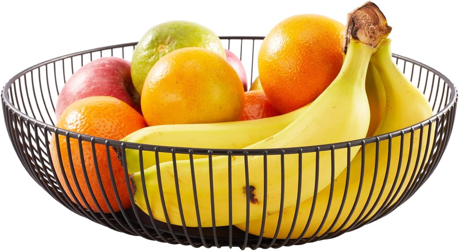 Cesto Portafrutta In Metallo Nero - Design Moderno Per Tavolo - Fruttiera Aperta Per Agrumi, Noci, Snack