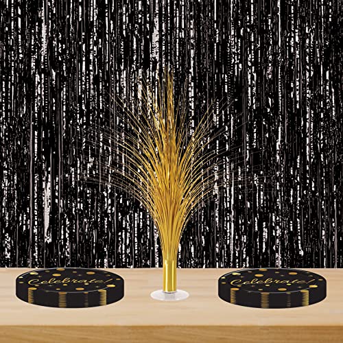 Beistle Metallic Spray Centerpieces - 2-Pack Elegant Gold Table Decorations with Clear Base, Shimmering Foil Sprays for New Year’s Eve, Hollywood Awards Night, Graduation and Celebration Events, 19” - Image 3