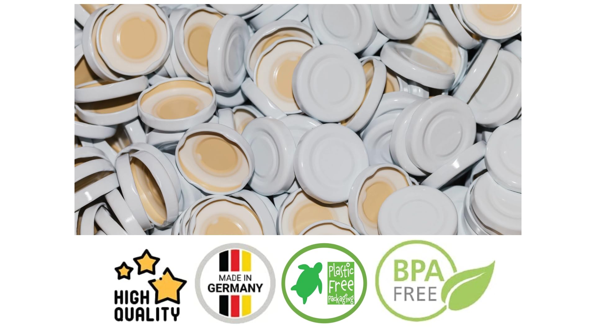 10-75 tappi svitabili, TO 43 mm, bianchi, per bottiglie di vetro, bottiglie del latte e di succhi (50 pezzi)