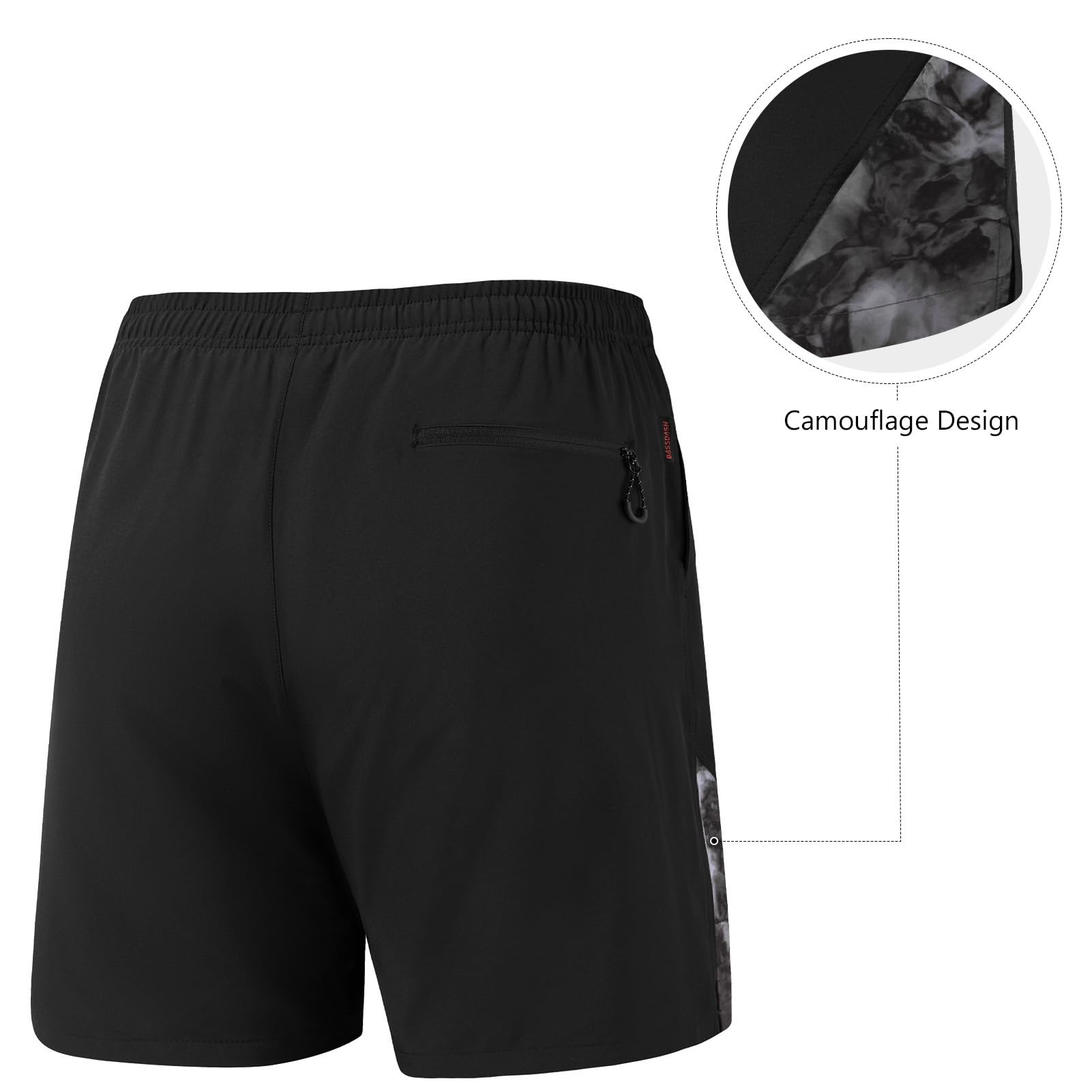 Bassdash Homme Short de Sport 7 Pouces Short Randonnée Léger Imperméable et Sport Séchage Rapide avec Poches Zippées Shorts FP06M