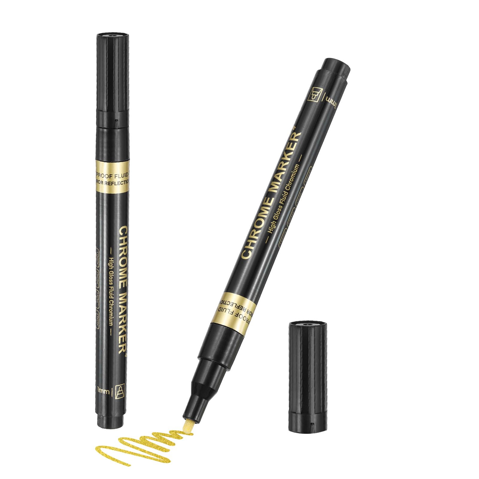 PATIKIL Metallic Paint Pen 1.0 mm Line Round Tip 2pcs Gold