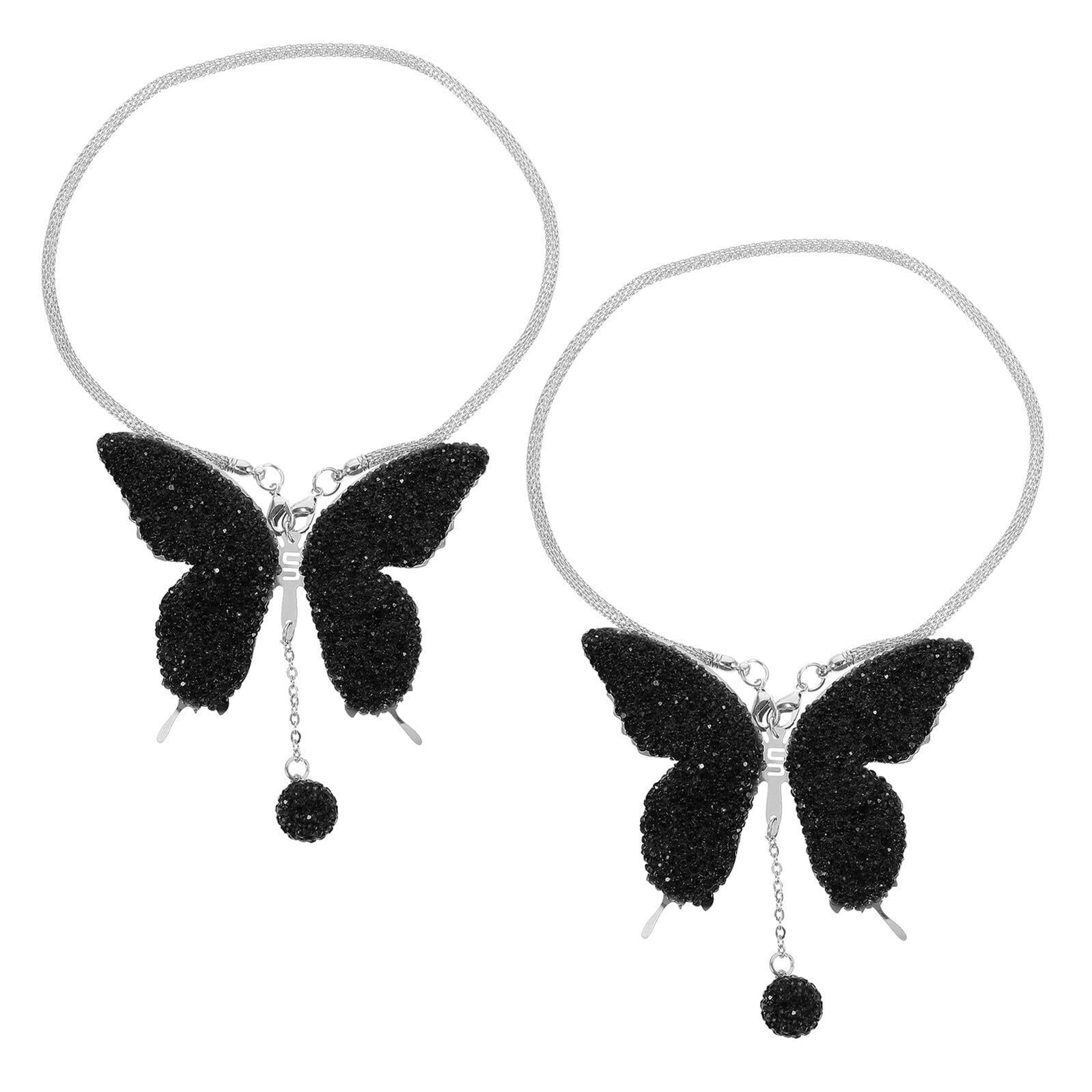 Accessoires de rétroviseur intérieur en strass noirs chic - 8