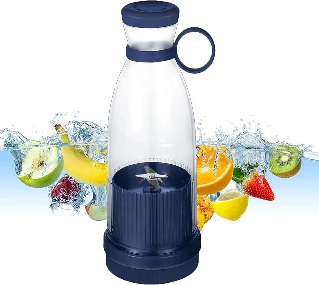 Timpfee 350 Ml Portable Blender Bottle, Rechargeable Mini Blender, Stainless Steel Smoothie Bottle, Multifunctional Personal Blender for Baby Food Travel Office Gym Fruit Milk Shakes Gift
