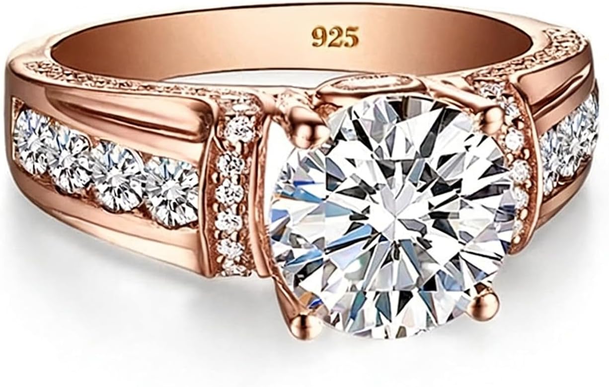 Moissanite Rings for Women 1 CT D Color VVS1 Round Cut Blue Wedding Engagement Rings