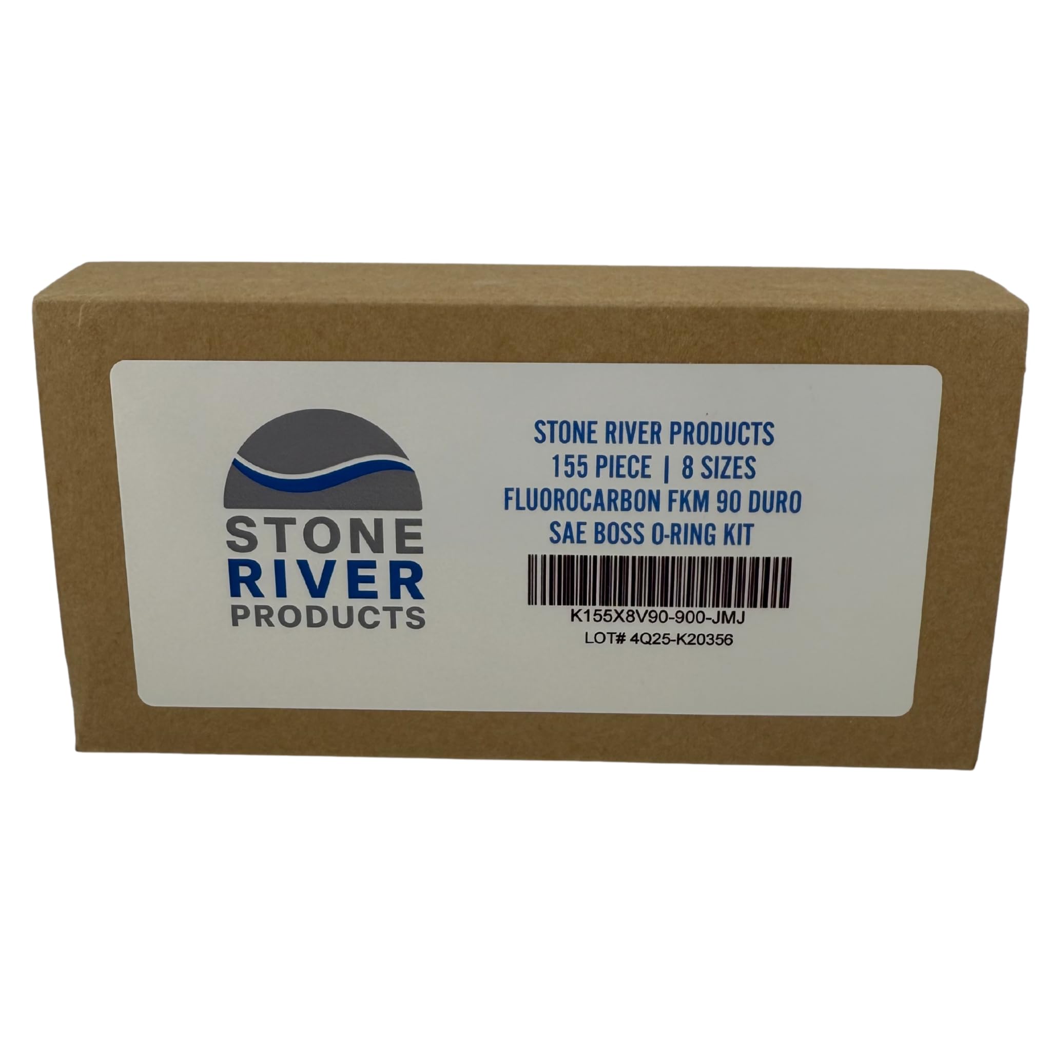 Stone River Products Kit de juntas tóricas SAE Boss - 155 piezas, 8 tamaños, fluorocarbono FKM (equivalente a Viton) 90 Duro - Accesorios de tubo de rosca recta serie 900