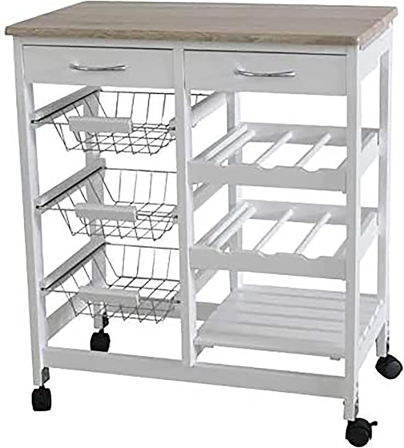 3 Wire Baskets and Lock Wheels LENTIA Kitchen Cart Storage Trolley with