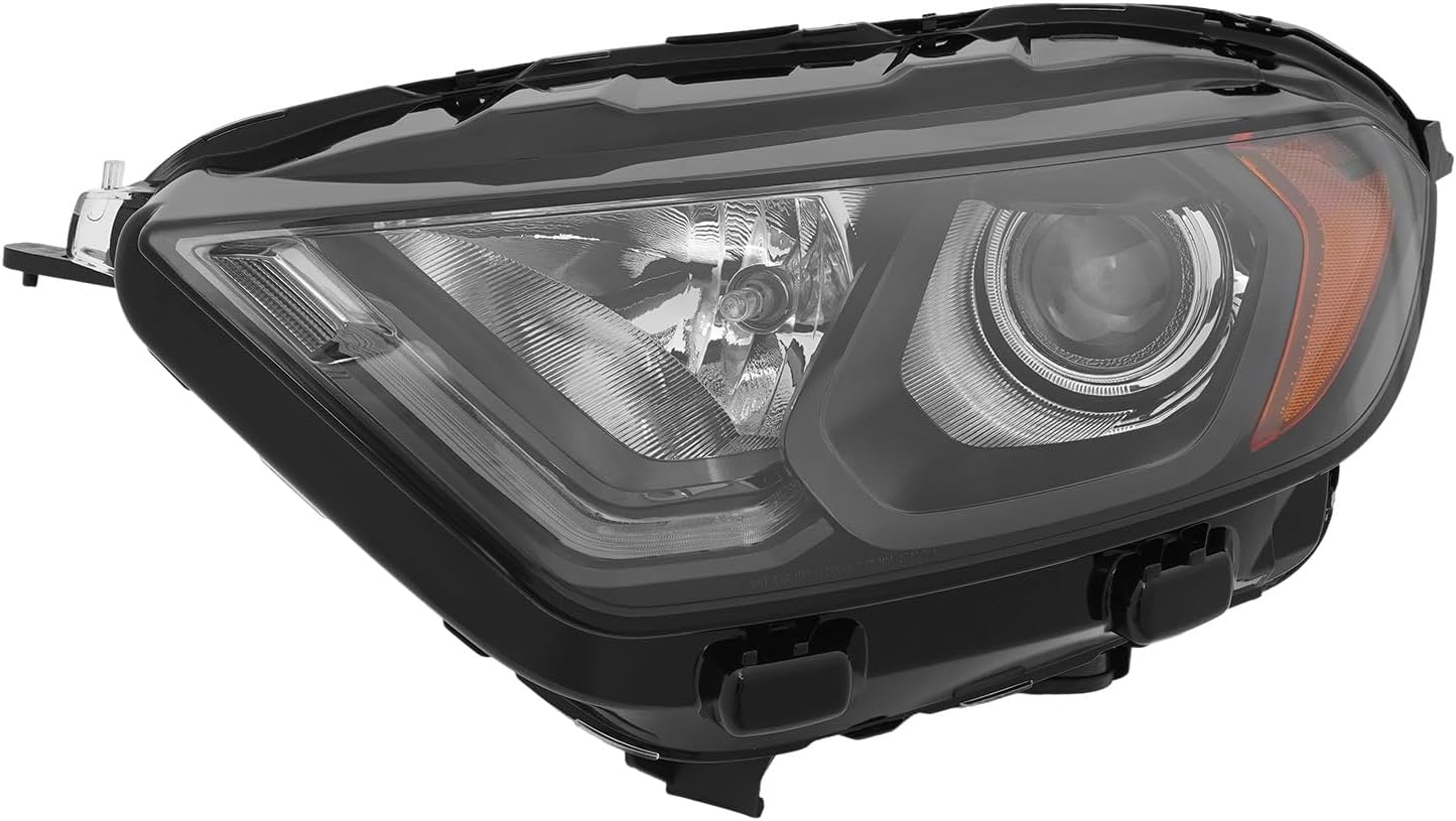 Front Headlight Assembly for 2018-2022Ford EcoSport SE SES Titanium Halogen Models, Left Driver Side Replacement Headlamp Black Chrome Housing w/DRL (Left, Black)