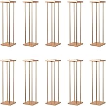 10 Pcs Wedding Flower Stand Metal Vase Stand with Plates Gold Floor Metal Column Gold Rectangular 7.87" x 7.8 7"x 31.5" Flower Display Stands Table Flower Stands for Wedding Party Events Table Decor 31.5 inch Tall