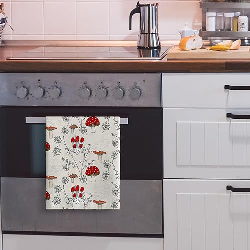Miniatura 5 de Juego de 2 toallas decorativas de cocina con forma de hongo, decoración de cocina de hongos, toallas de mano suaves y absorbentes, para secar la