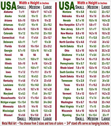 California Metal Wall Art - Choose 10", 16", Or 22" Tall - Handmade - Choose Your Patina Color And Any Usa State #TOP2