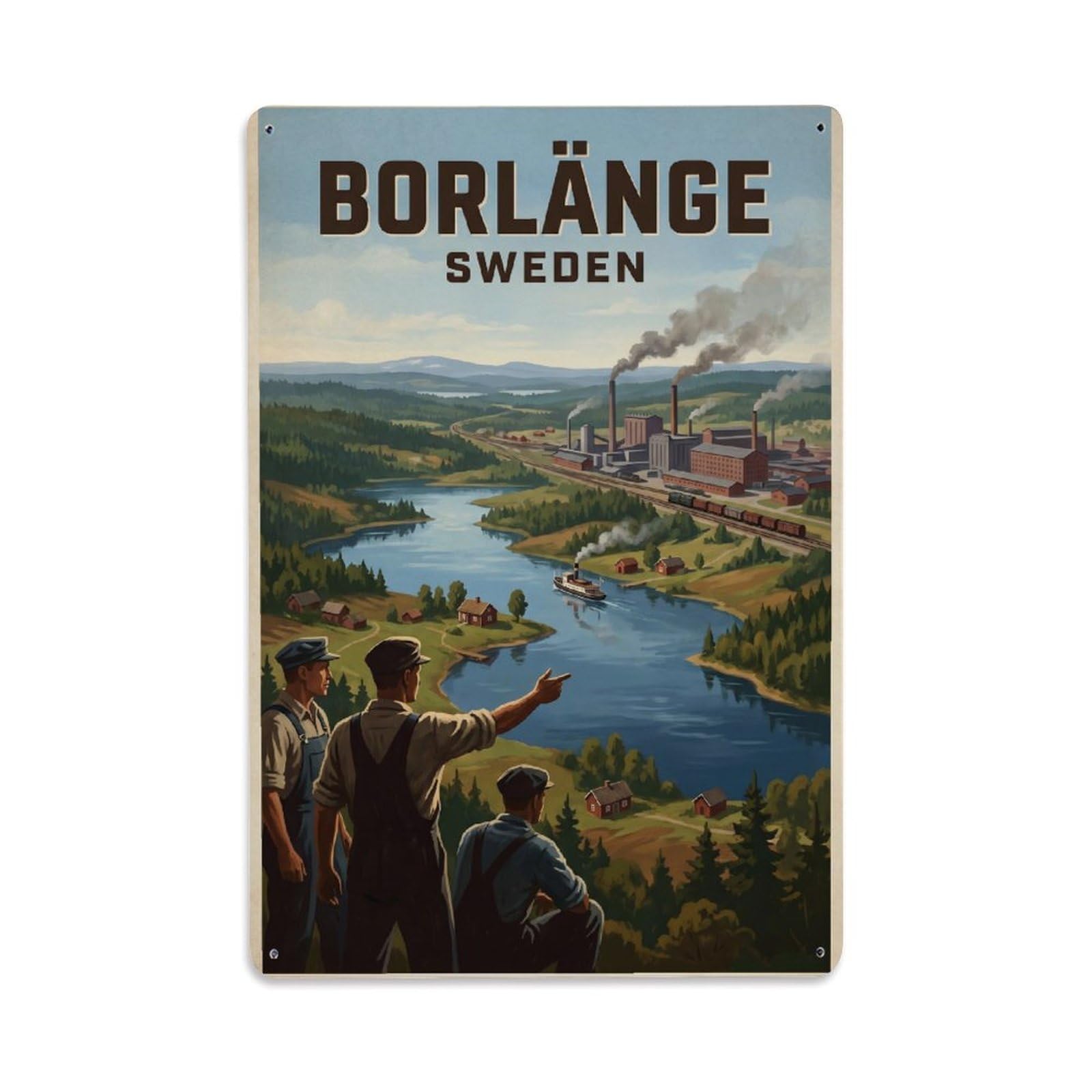 Sweden Borlange Travel Retro Metal Tin Sign Plaque Wall Decor for Cafe, Club Bar, Office, Garden Metal Poster 8x12Inch