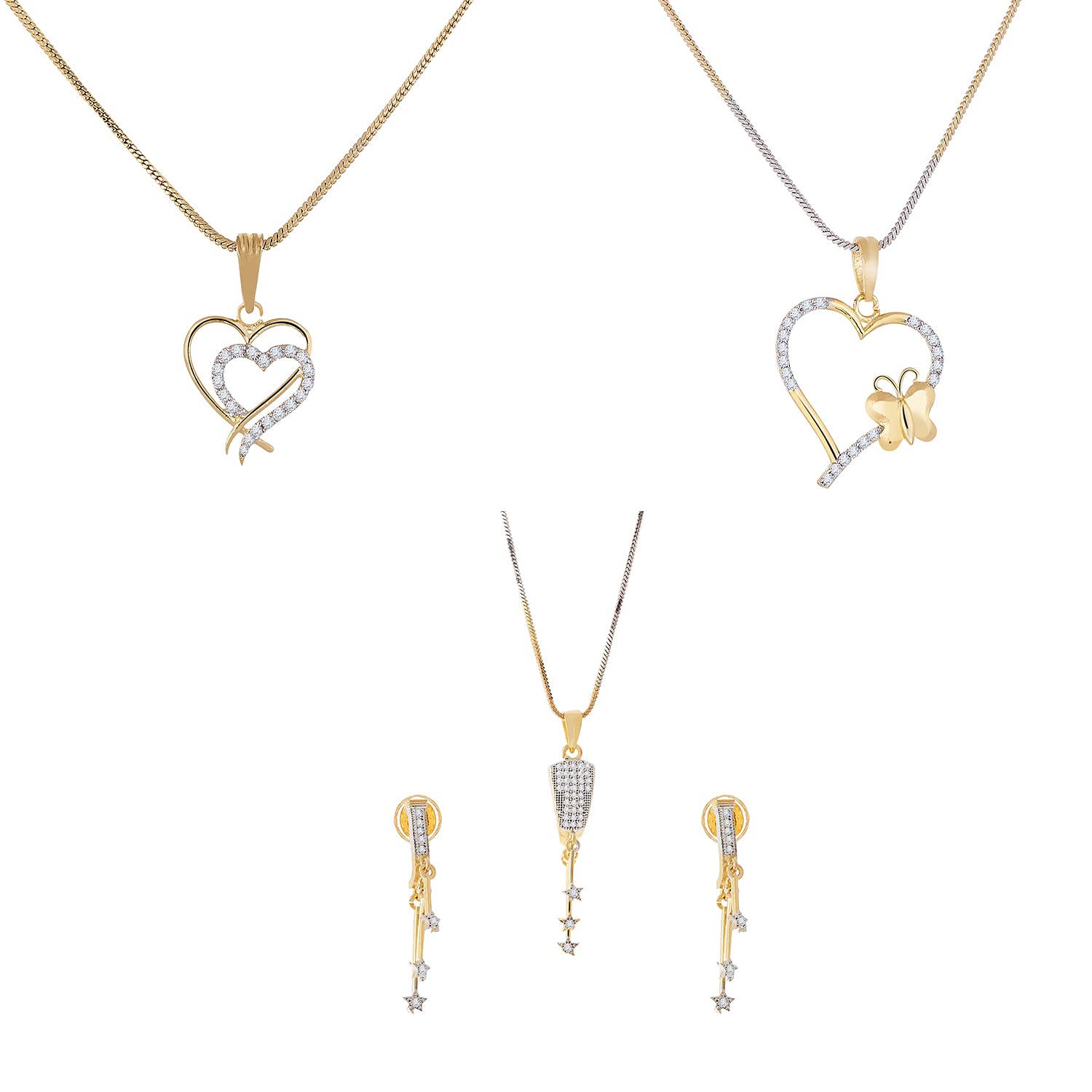 ZENEME Heart Shape Ad and Gold Plated Big Size Pendant Necklace Set for Women & Girls Set of 3 (Design 6) (B09HP6W6SR) Amazon Price History, Amazon Price Tracker
