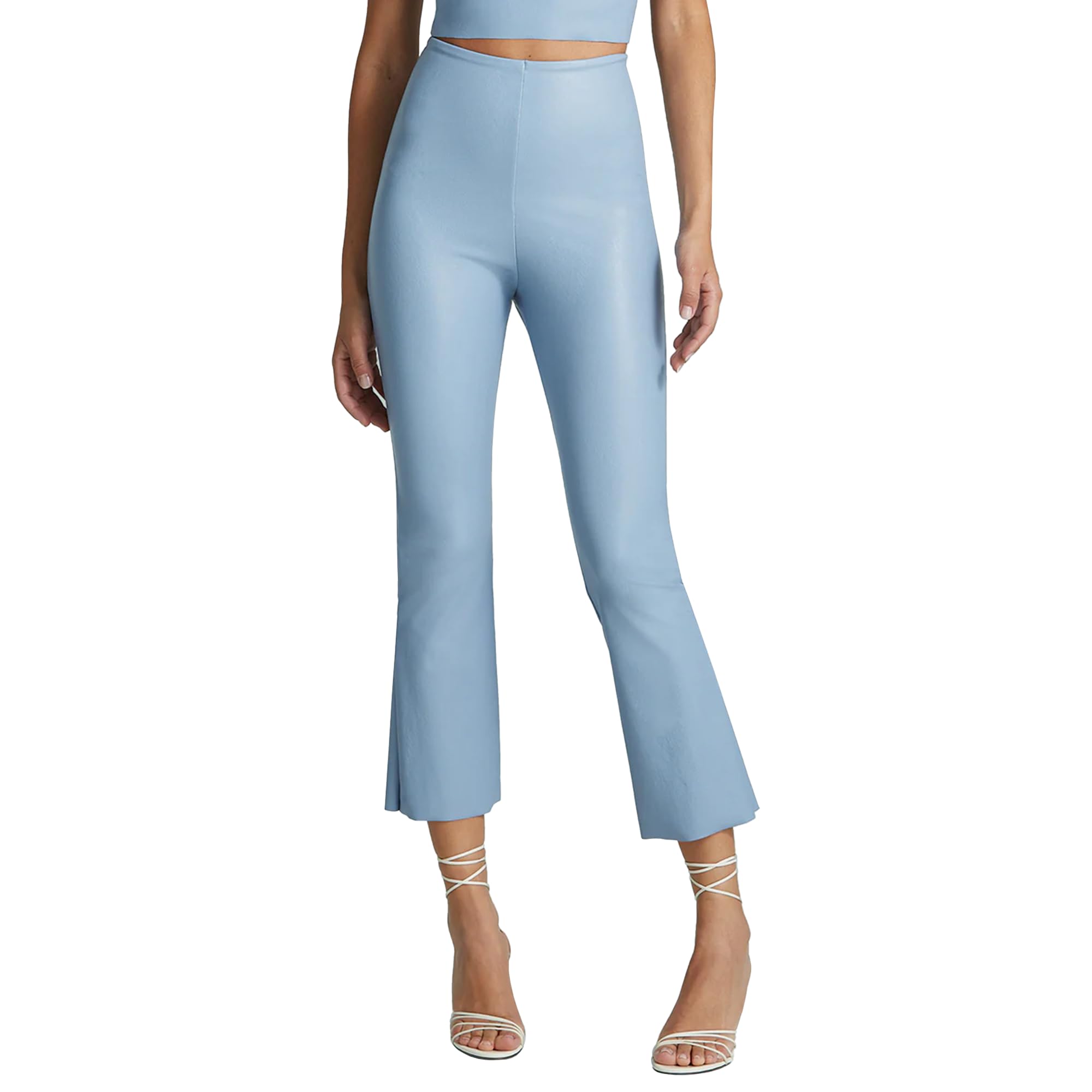 commando - Faux Leather Cropped Flare Leggings | High-Rise, Raw-Cut Hem | Sculpting Yet Flexible & Soft | Machine Washable