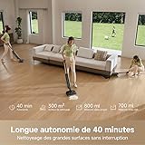 Mova M10 Aspirateur eau et poussière, portée à plat de 180°, flexible et pivotant à 90°, poids de 0,9 kg en main, lavage de brosse 75 °C + séchage air chaud 5 min, anti-anchevêtrement,aspiration 18kPa - 9